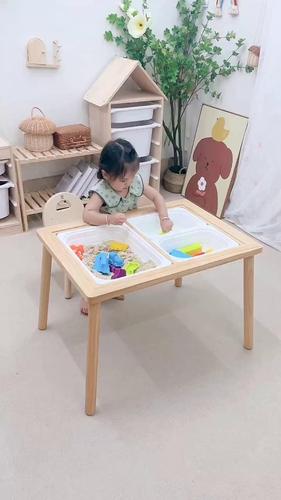 木制儿童多功能益智玩具游戏桌积木沙水桌事宜家用